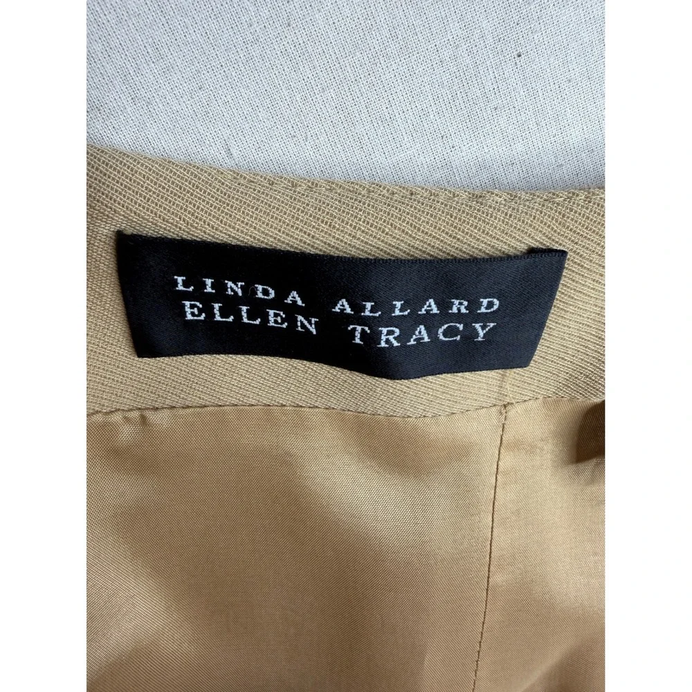 New Linda Allard Ellen Tracy Women's Pencil Skirt 100%‎ Wool Beige Size 14_3